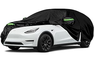 OPALTOOL Pokrowiec na samochód, wodoszczelny, do Tesla Model Y 2020-2022, oddychający, na deszcz, słońce, kurz, z zamkiem błyskawicznym, czarny pokrowiec na samochód do użytku wewnątrz i na zewnątrz