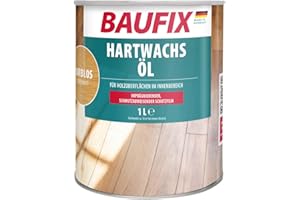 BAUFIX Hartwachs-Öl farblos, seidenmatt, 1 Liter, Holzpflege, Hartwachsöl, atmungsaktiv, für Holzboden/Holzmöbel/Kork, geruchsmild, Imprägnierwirkung