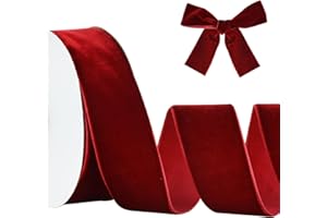 RIBBOOO Wein Red Samt Band 4cm x 10yds, Vintage Samt Bänder für Weihnachten, Kranz Bögen Dekoration Handwerk Geschenkverpackung, Valentinstag Bouquet Verpackung