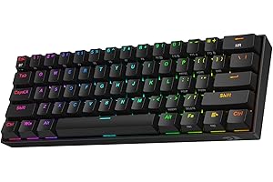 ‎REDRAGON Redragon K530 Pro Draconic 60% BT/kabelgebundene / 2,4 GHz kabellose mechanische, 61 Tasten, Hot-Swap-fähige RGB-Gaming-Tastatur mit Tactile braunem Schalter, für Windows/Mac/Android