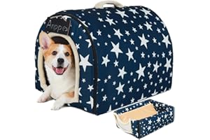ANPPEX Caseta Perro Interior, Casa Perro Interior, Cama Cueva para Perro 2 en 1, Iglú para Perros, Talla XL para Perro Mediano, Azul