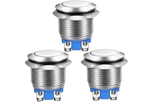 Gebildet 3stücke Momentan Taster Schraubklemmen Edelstahl Metall wasserdichte Taste 19mm 2A 12V/24V/125V/250V(Flachkopf)