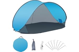 Duhome Strandmuschel Pop Up Strandzelt UV Schutz Wurfzelt Wetter- und Sichtschutz Campingzelt für Familien Strand Camping, Blau