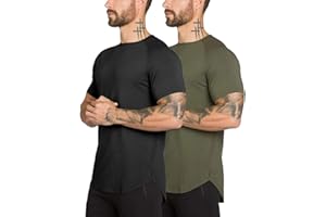 DEHORU Pack of 2 Slim-Fit Gym T-Shirt Sports Shirt Men's Cotton Fitness Shirt Running Shirt Functional Shirt Training Shirt Muscle Shirt