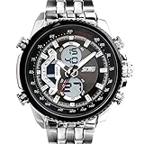 SunJas Herrenuhr Uhr Armbanduhr Quarzuhren Watch Sportuhr Edelstahl Wasserdicht Uhr (Schwarz)