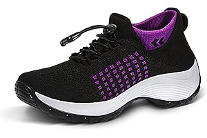 STUNAHOME Slip on Trainers Women Thick Bottom, Air Cushioned, Comfortable Walking Shoes with Breathable Mesh Sneakers Ladies Casual Orthopedic Shoes