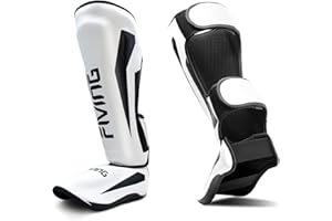 KUANG QUAN FIVING MMA Kampfsport Schienbeinschützer – gepolsterte, verstellbare Thai Boxschienbeinschützer, mit Spannschutz, geeignet für Taekwondo/Mixed Kampfsport Training und Sparring