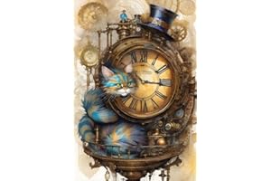 CLENDO Malen Nach Zahlen Erwachsene Katzen und Uhren,Bastelset Erwachsene Gemälde,Kreativ Set für Erwachsene,DIY Handgemalt Ölgemälde Kit für Anfänger und Erwachsene für Geschenke 30X40cm