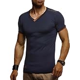 Leif Nelson Herren T-Shirt V-Ausschnitt – Lässiges Baumwoll-Shirt Für Den Sommer, Regular Fit