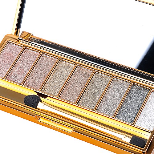 Augenschminke 9 Farben Wasserdicht Glitter Lidschatten Eyeshadow Palette mit Pinsel Style 6 - 2