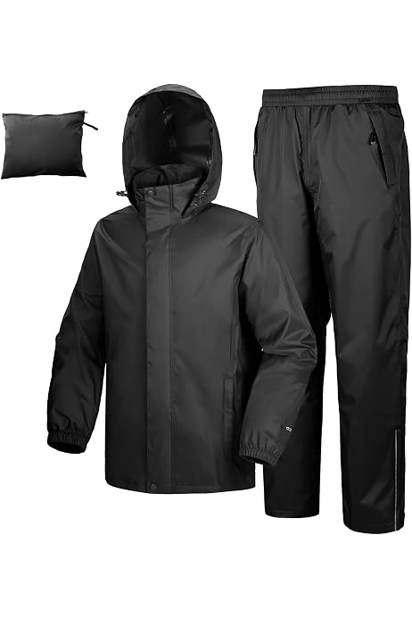 Combinaison De Pluie Homme – Veste + Pantalon PVC Imperméable, Coupe-vent, Pour Vélo, Randonnée, Extérieur