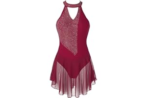 Agoky Abito da Pattinaggio Artistico sul Ghiaccio Donna Body da Balletto Senza Maniche Body da Ginnastica Artistica Abito da Ballo Jazz Danza Moderna Allenamento