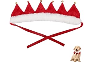 AMOSFUN Christmas Pet Collar Adjustable Dog Collar with Jingle Bell Decorations Christmas Costume Accessories for Small Dog Cat Puppy Kitten Size XS (Pure Color)