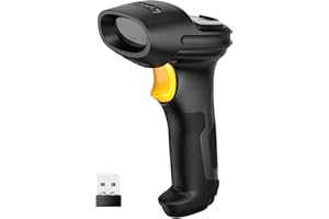 Inateck Lector de códigos de Barras Escáner Láser Inalámbrico 2.4GHz, Alcance 35 m, Automático, Rápido y Preciso, Duración en Uso 180 Días, BCST-60-BK