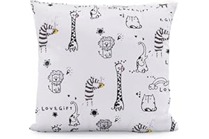 AISAWATE Kinder Kissenbezug Dekorativ Gemustert 80 x 80 cm, 1 Pack Baby Kleinkind Kissen Kissenbezüge für Kinderwagen, Bio Baumwolle Kopfkissenbezug mit Reißverschluss