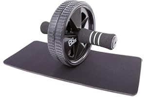 66Fit Ab Roller Wheel & Knee Pad - Abs Core Abdominal Workout Fitness Exerciser, Ideal for Core Training, Home and Gym Workout, Black
