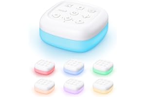 OQIMAX Machine à Bruit Blanc 30 sons, Haut-parleur sans Fil, 7 Veilleuse, Machine à Bruit de Sommeil pour Bébé Adulte Enfant, Minuterie et Fonction Mémoire pour Yoga, Aide à la Méditation, Sommeil