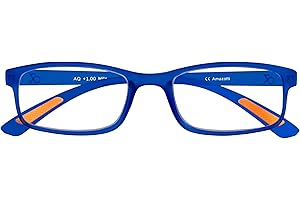 Amazotti Milano Blue Trendy Reading Glasses +1.50 | Stylish Glasses for Men & Women | Lightweight, Durable, Flexible Eye Glasses for Reading, Computer, and Screen Use