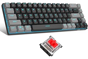 MageGee 60 Percent Gaming Mechanical Keyboard, Minimalist MK-Box Blue Backlit Compact 68 Keys Wired Office Keyboard with Red Switch for Windows Laptop PC Mac Convenient(Gray & Black)