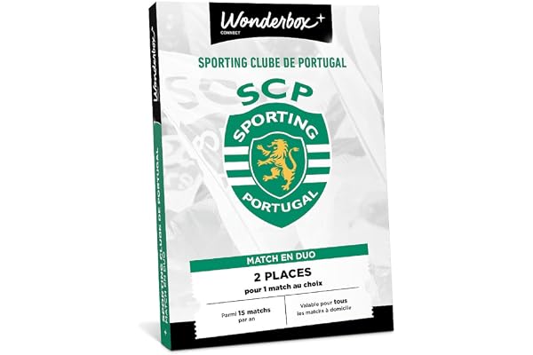 Wonderbox Connect - Coffret Cadeau - Sporting Clube De Portugal - Match en Duo - 2 Places pour 1 Match au Choix - Parmi 15 matchs par an, valable pour Tous Les matchs à Domicile - Validité 27 Mois