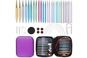 Knitiss 13 Pairs Circular Knitting Needle Set 3.0~10.0mm, Interchangeable Aluminum Knitting Needles with Case
