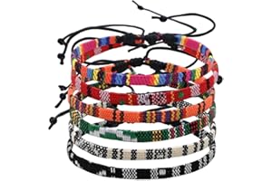 KEMUZ 6 Pezzi Braccialetto Da Surfista Per Uomo E Donna, Boho Hippie, Impermeabile, In Tessuto Colorato, Fatto A Mano, 100% Cotone Ecologico, Regolabile Braccialetto Alla Caviglia
