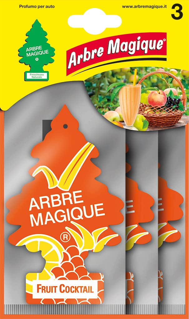 Arbre Magique, Profumatore Auto, Fragranza Fruit Cocktail, Profumazione Fresca e Delicata, Durata fino a 7 Settimane, Made in Italy, Formato Multipack da 3 Pezzi