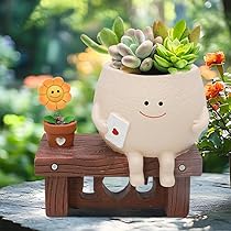 Ryfpdml Blumentopf Mit Schwingendem Smiley-Gesicht – Aus Kunstharz, Für Sukkulenten, Hängend