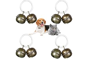 Leikedun 4 Set Loud Dog Cat Collar Bells Metal Pet Bells for Collars Pet Tracker Bells Pets Collar Charm Pendant Bells Vintage Small Bell for Pets Pendant Key Rings
