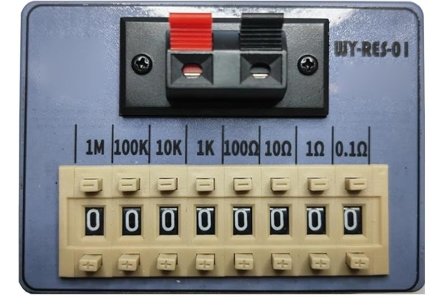 Resistor Box, 8-Dial Adjustable Decade Resistance from 0.1Ω to 9.999MΩ for Electrical Testing, Circuit Calibration, DIY Projects & Multimeter Accessory(WY RES 01)