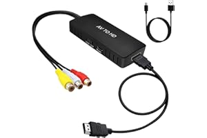 Aolirot Adaptador AV a HDMI, Conversor 1080P Compuesto CVBS a HDMI 720/1080p Para PC, Portátil, Xbox, PS4, PS3, TV, STB, VHS, VCR, Cámara, DVD