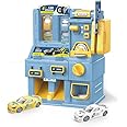 TechPLus-car vending machines, coin and swipe card sale model cars puzzle toys for children gifts kids Car Toys Set for Ages 3-8, Includes Multiple Vehicles for Pretend Play, Racing Fun (Blue)