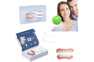 PLVNNZ Dentures,Silicone Dentures,Advanced Silicone Reline Denture Set，DIY Denture Adhesive, Upper & Lower Denture Sets for Men & Women (1 Set),Snap-On Denture Reliner for Loose Teeth