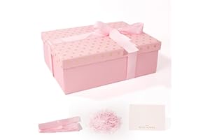 ZJHiome Large Gifts Boxes with Magnetic Lids,Luxury Gift Box for Men Women Birthday Wedding Anniversary,Contains Card,Ribbon,Filler (Pink)