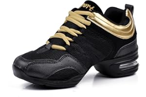 Padgene Scarpe Jazz Donna Scarpe da Ginnastica Lacci Cuscino Traspirante Signore Suole Divise Scarpe da Danza a Camminare Sportive
