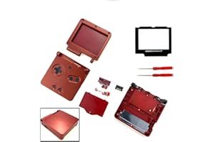 THE TECH DOCTOR Gameboy Advance SP - Carcasa de repuesto para carcasa completa, lente de pantalla y botones, kit de reparación profesional que incluye herramientas (rojo)