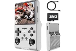 BVXZIOP R40S Pro Retro Game Console,Portable Handheld Video Game Console ，3.5 inch IPS Screen with 256G Card &30000+ Games,Built in 45 Emulators,3800mAh Battery (bianco-256g)