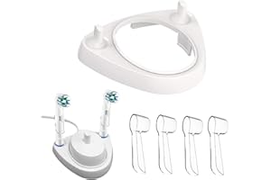 AOIBEELY Porta Spazzolino Elettrico Antipolvere Testine- Base Supporto Porta Testine Supporto per Spazzolino Elettrico con 6 Custodie Antipolvere per Testine Oral-B