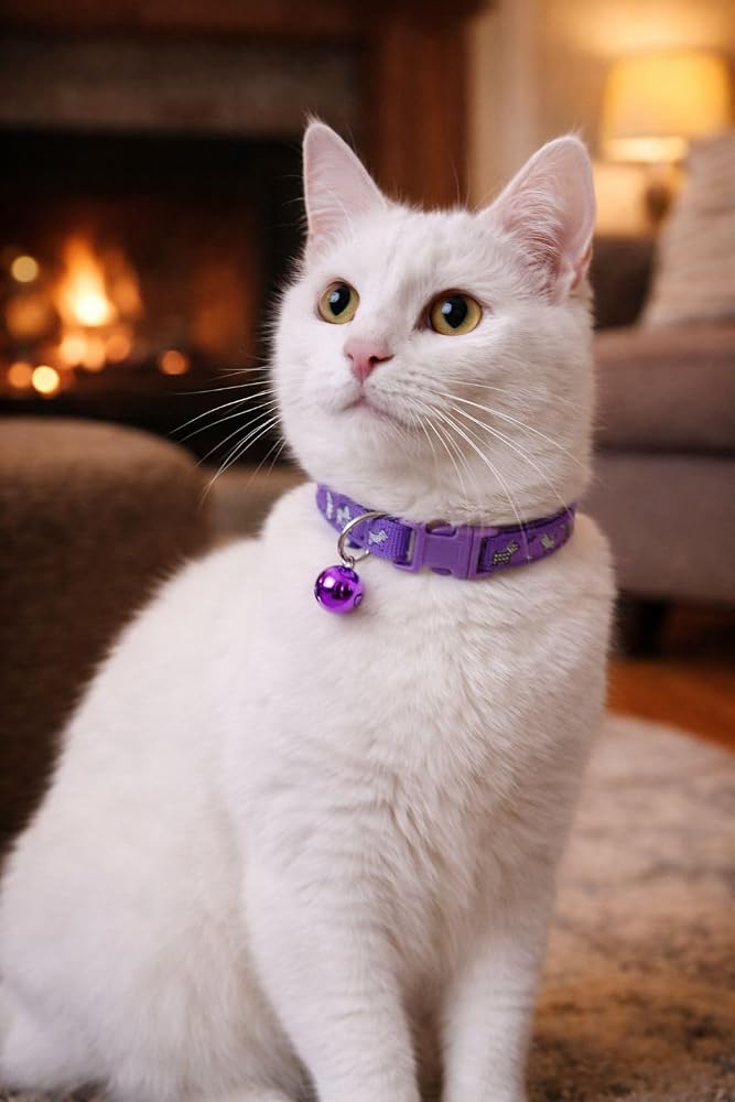 KEDİ BOYUN TASMASI ZİLLİ VE AYARLANABİLİR MOR