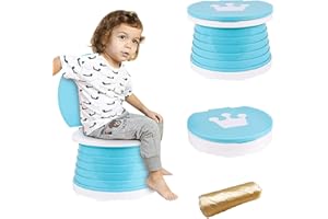 Barrageon Bambino Toilette Pieghevole WC Portatile Secchio Esterni Viaggio Campeggio Vasino Ragazza Ragazzo Sedia Vasino Facile Pulire Trasportare (Azzurro)