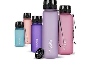 720°DGREE Butelka na wodę "uberBottle" + sitko do owoców - 350 ml, 500 ml, 650 ml, 1l, 1,5 l, 2 l, nie zawiera BPA, wodoodporna, szczelna, wielokrotnego użytku, lekka, idealna do szkoły, sportu