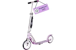 HUDORA BigWheel Scooter 205 I Scooter Robusto de Aluminio I Scooter Urbano Regulable en Altura y Plegable I Scooter para niños y Adultos de hasta 100 kg I Scooter a Pedales con Pata de Cabra