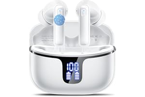 RENIMER Cuffie Bluetooth, Auricolari Bluetooth 5.3 con Driver Dinamico 14.2mm Stereo, 4 ENC Mics Cancellazione Rumore Cuffie Wireless in Ear, 40 Ore Cuffiette, IP7 Impermeabile USB-C Cuffie Senza Fili, Bianco
