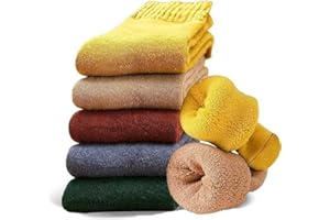 Josnown Thermosocken Damen, 5 Paar Warme Wintersocken Dicke Stricksocken Wollsocken für Frauen Tägliche Abnutzung, Schöne Farbe, Gr.35-42