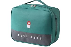 TRABAG Trousse Pharmacie Voyage, Grande Capacité Trousse Medicaments Voyage, Portable Trousse De Secours Vide, Rangement Medicament pour Maison, Bureau, Voyages(Vert)