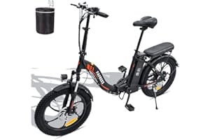Fafrees 20 * 3.0 inch Fat Tire Ebikes 250W Motor, Folding Electric Bike with Removable 36V 16AH Battery, Smart Women's Electric Bicycle with Pedal Assist, Men's Electric City Bicycle with 7 Speeds