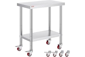 VEVOR Arbeitstisch Edelstahl 76 x 46 x 86 cm Werkbank Catering Arbeitstisch etwas 100 kg für Belastbarkeit Lebensmittel Zubereitungstisch Gewerbliche Arbeitstisch für Küche 4 verstellbare Füße