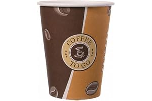 COMOYA 200 Stk. Kaffeebecher Topline, "Coffee to go", Pappe beschichtet, 12oz., 300 ml