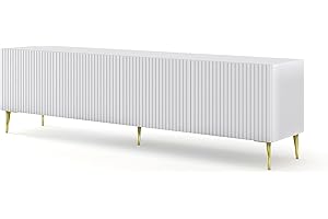 BIM Furniture Ravenna B 4D - Armario bajo para TV (200 cm, con bordes de MDF decorados en patas de metal dorado)