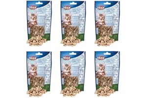 Trixie Premio Freeze Dried Corazones de Pollo | Paquete de 6 | 6 x 25 g | Snack Monoproteico para Gatos | 100% Corazones de Pollo | Liofilizados, intensamente sabrosos y Ricos en proteínas